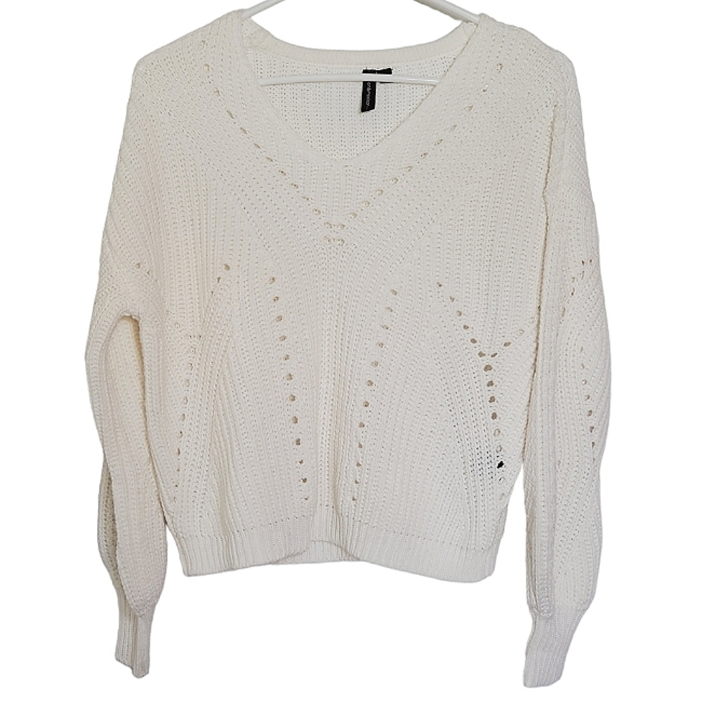 7153-12 * Moon & Madison Open Knit Sweater Ivory Size XS